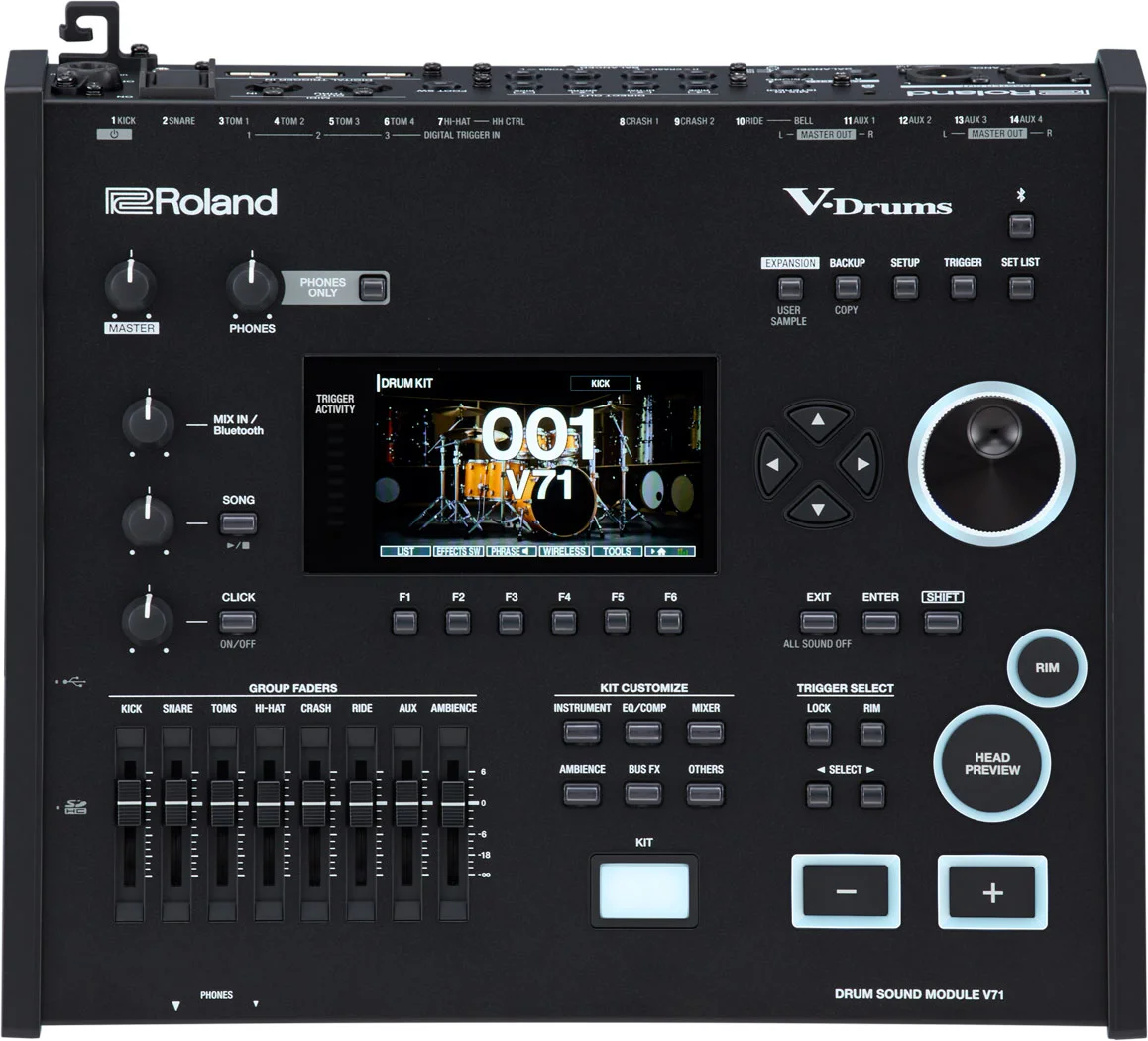 Roland VAD716 Gloss Ebony E-Drum Set mit V71 Modul – schwarzes Hochglanz-Finish
