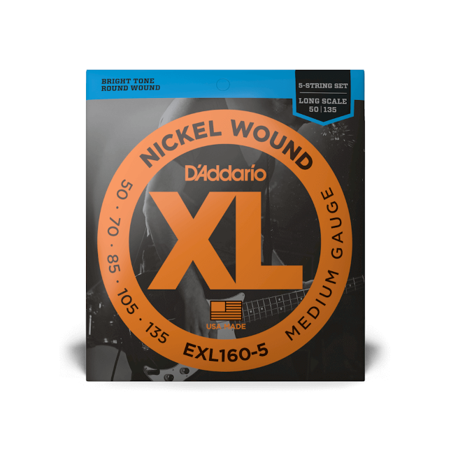 EXL160-5 5-String Nickel Wound Bass Guitar Strings, Medium, 50-135, Long Scale