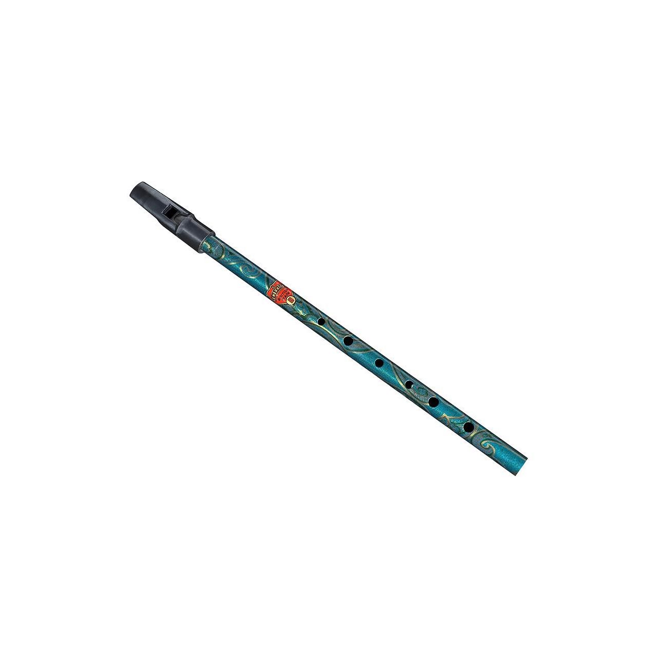 Tin Whistle ""Boho"", D, Messing, Paisley grün 