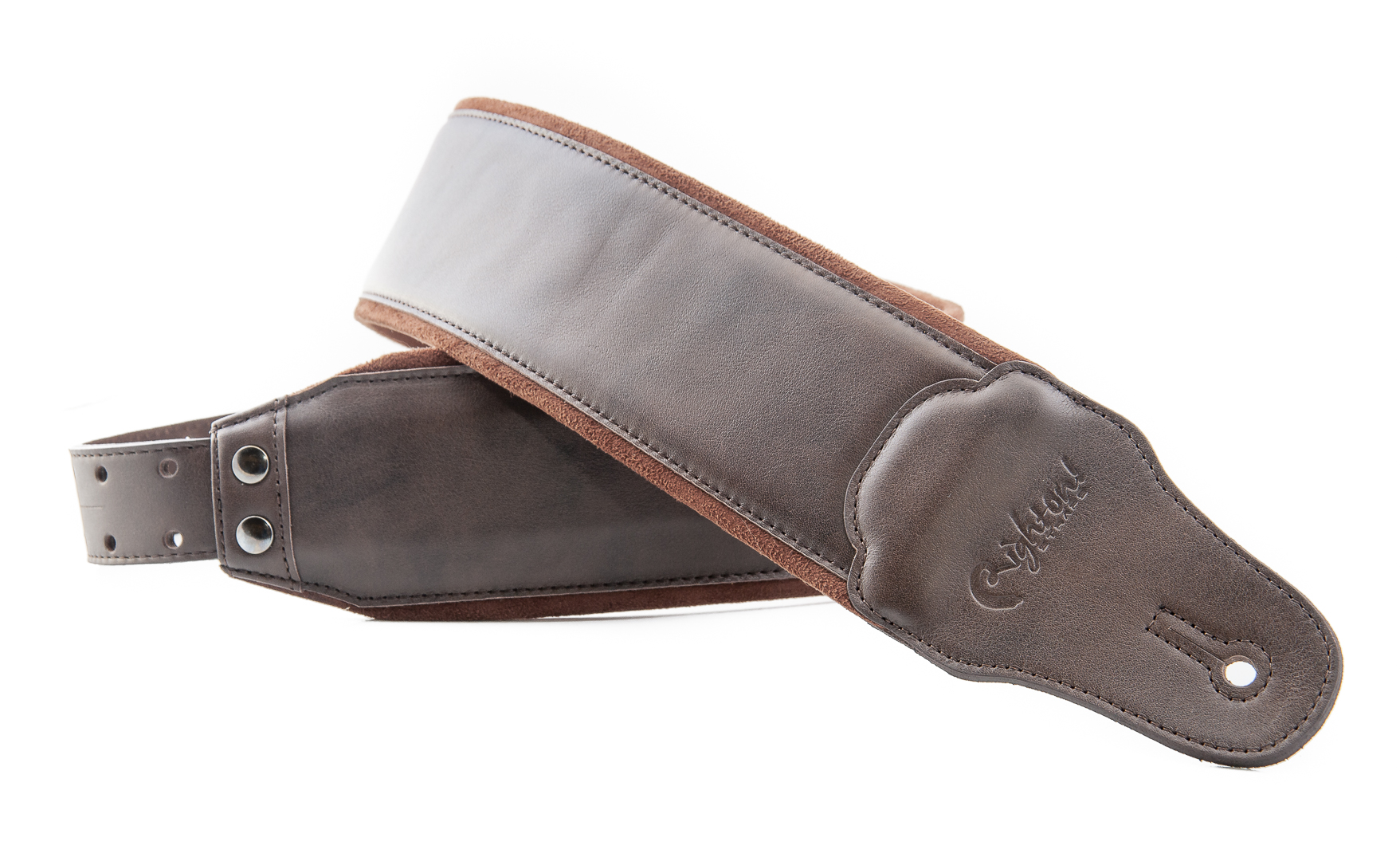 Smooth Brown Leather Bass Strap