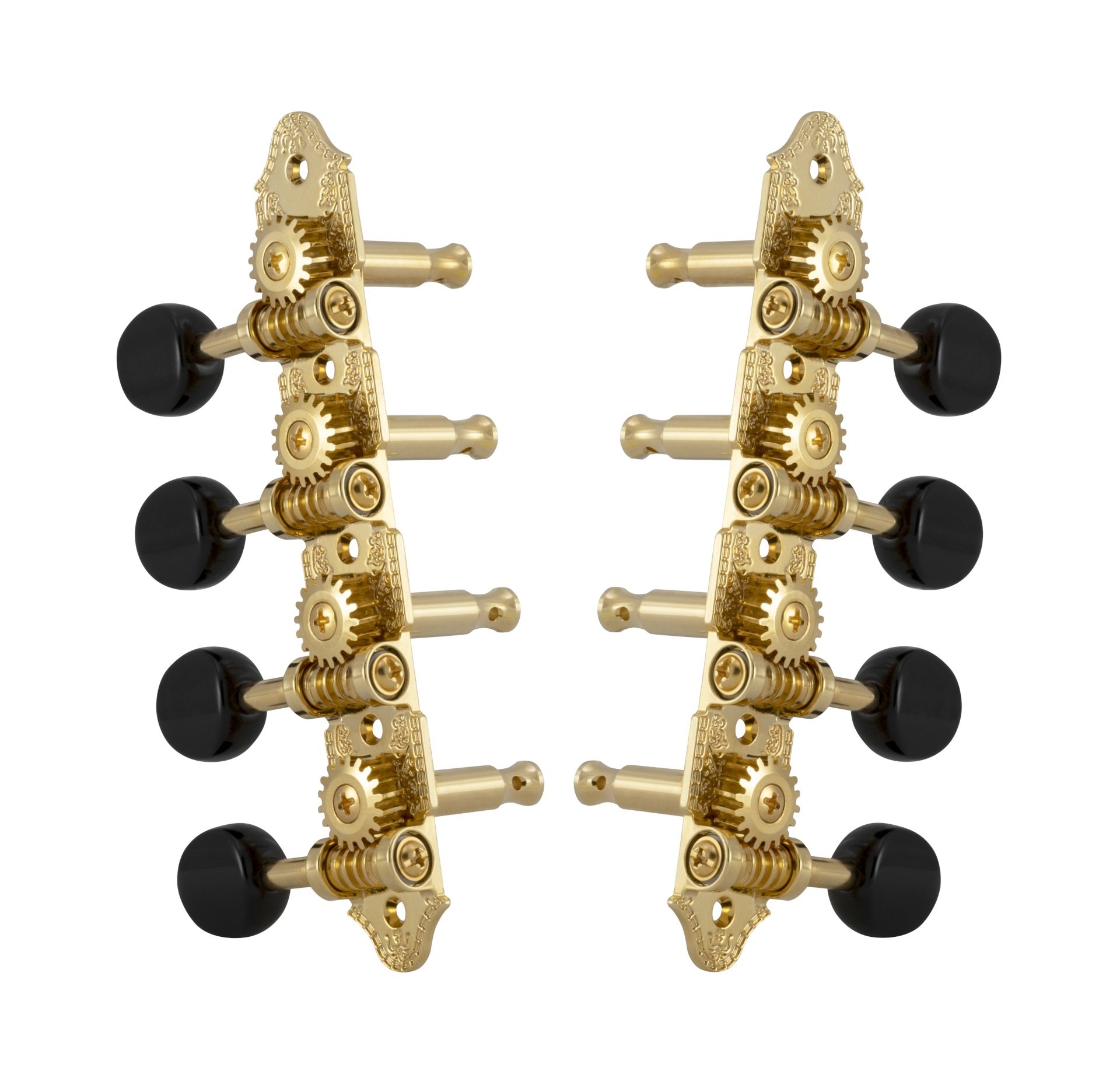 409VGB Professional Mandolin Machines with Black Button - Mandolin Machine Heads, Standard 4 + 4, fo