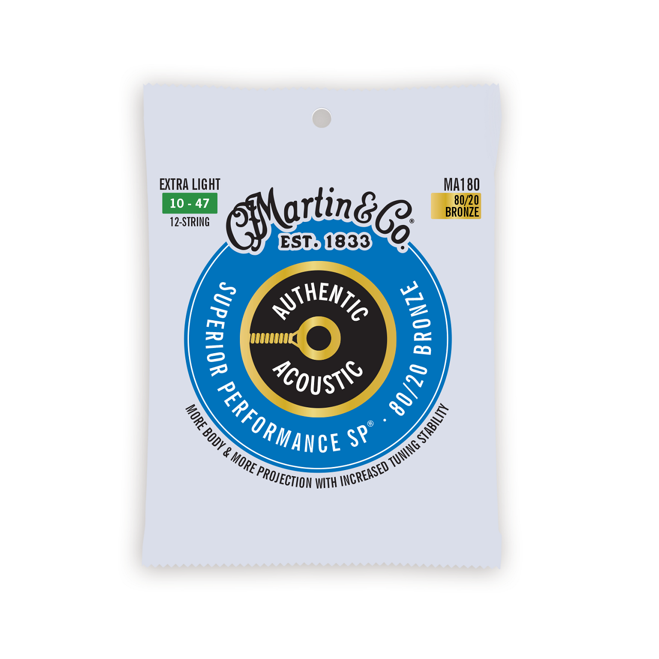 MA180 Authentic Acoustic SP® Guitar Strings 10-47, 12Stg, Light, 80/20