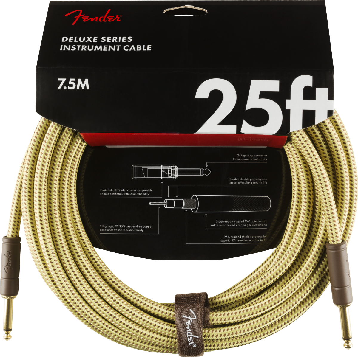Deluxe Series Instrument Cable, Straight/Straight, 25', Tweed (7,5 m)