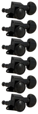 505BC6 Mini Roto-Grip Locking Rotomatics - Guitar Machine Heads, 6-in-Line, Bass Side (Left) - Black