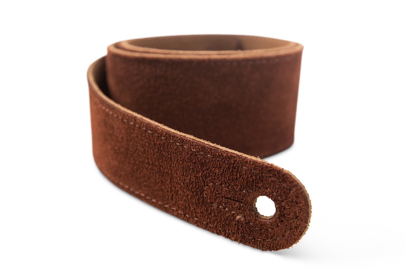 Embroidered Suede Guitar Strap Choc Brown