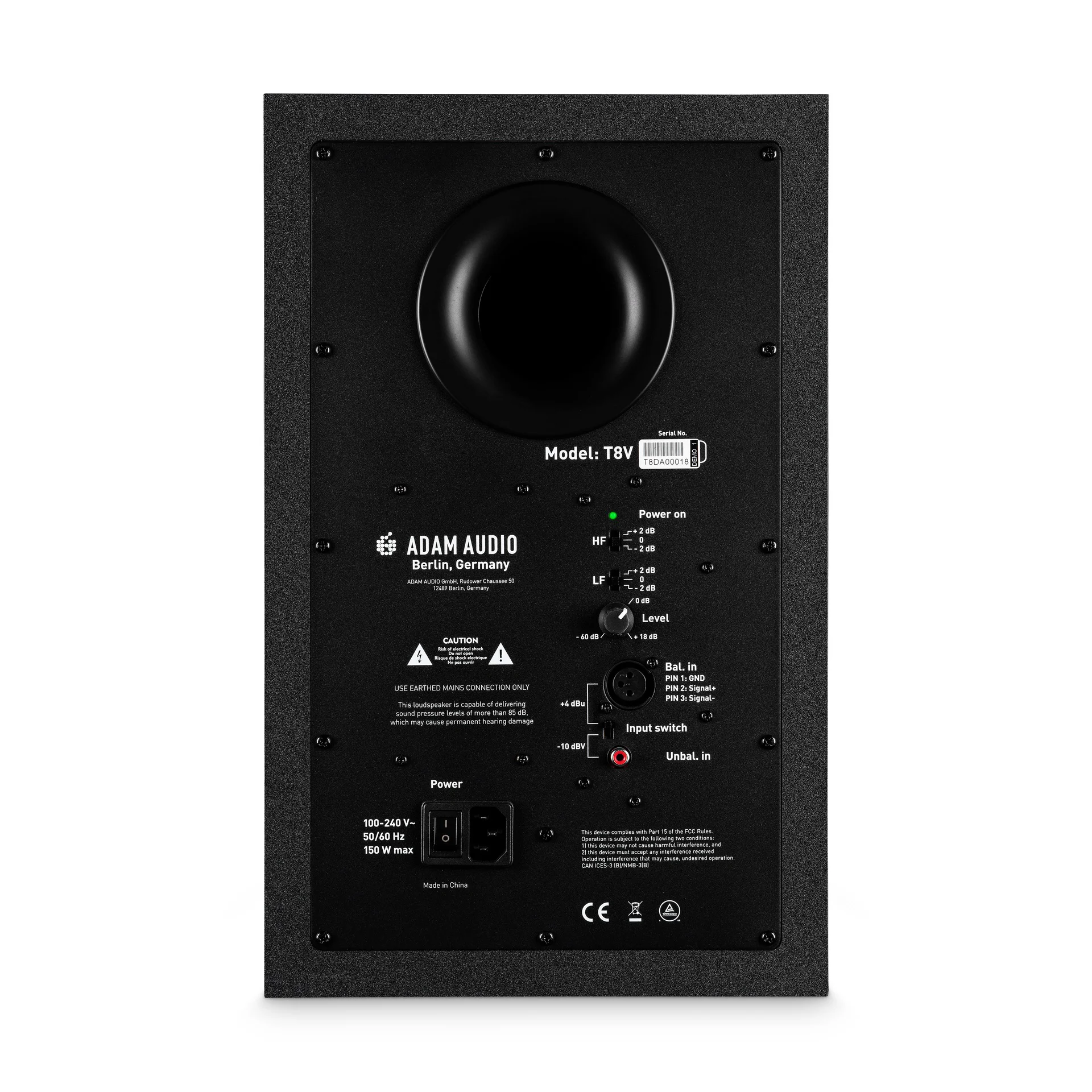 Adam Audio T8V Aktiver Nahfeldmonitor Hinteransicht