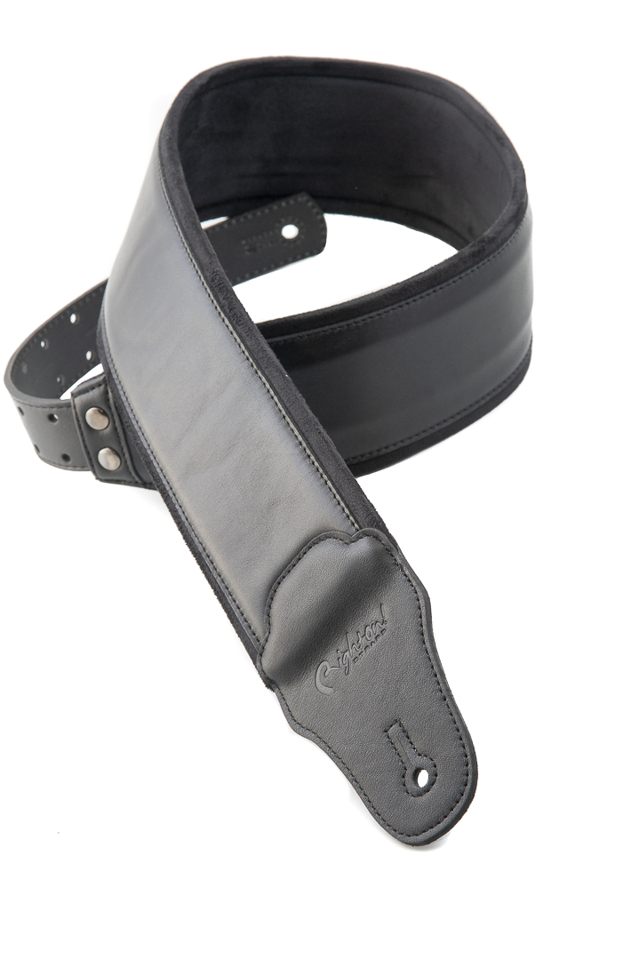 Smooth Black Leather Bass Strap