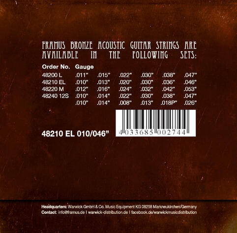 Bronze Acoustic Guitar Strings Extra Light 010-046