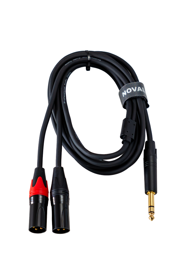 Audiokabel, Klinkenstecker 6,3 mm, zwei XLR-Stecker, schwarzes Kabel, symmetrisches Kabel