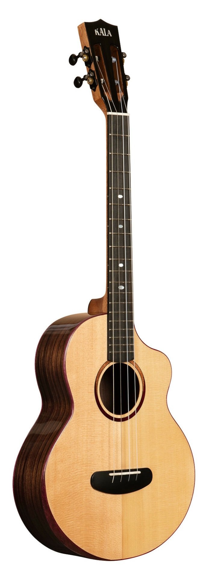 KALA KA-CT-SSRW-BG-C - Contour All Solid Gloss Spruce Rosewood Baritone Ukulele, with Cutaway & Bag