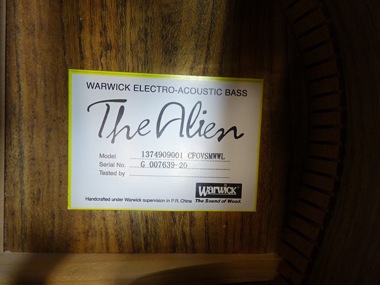 Alien, Lefthand, 4-String, Fretless - Natural Transparent Satin "B-Stock"