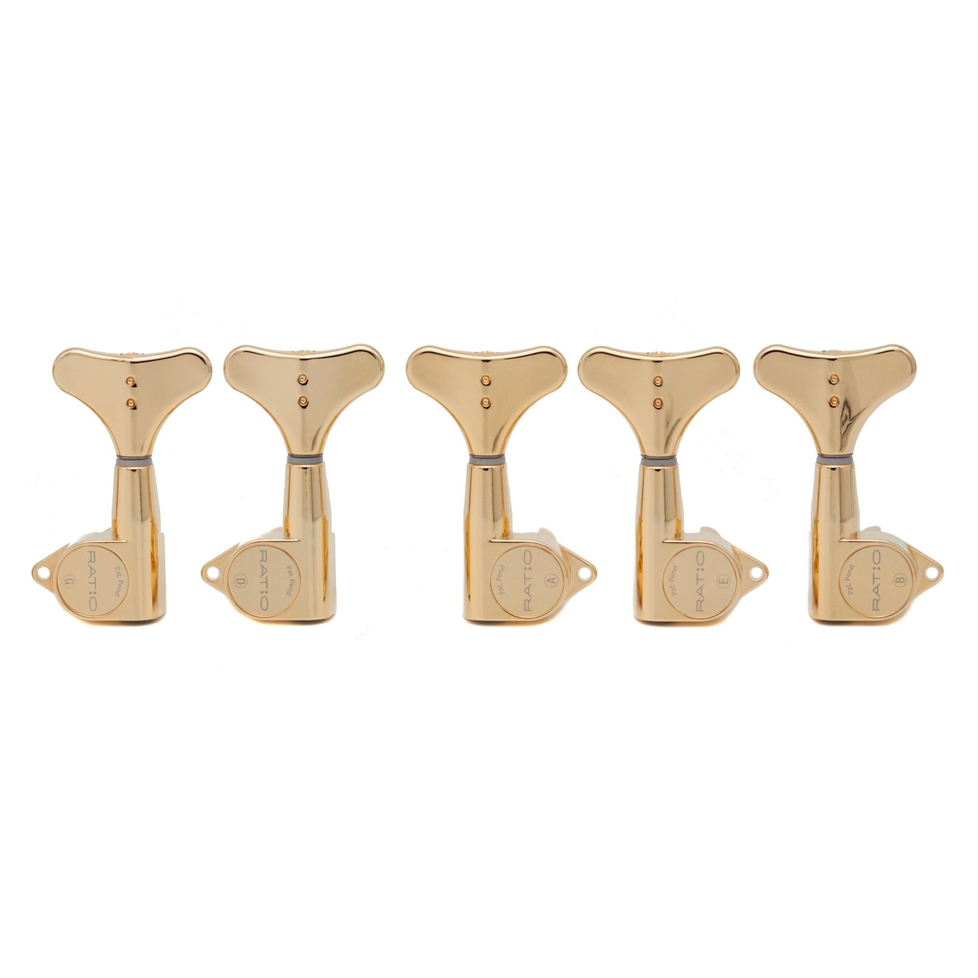 PRB-5320-G0 Ratio Bass Machine Heads with Y-Style Button - 5-String, 3 + 2 - Gold