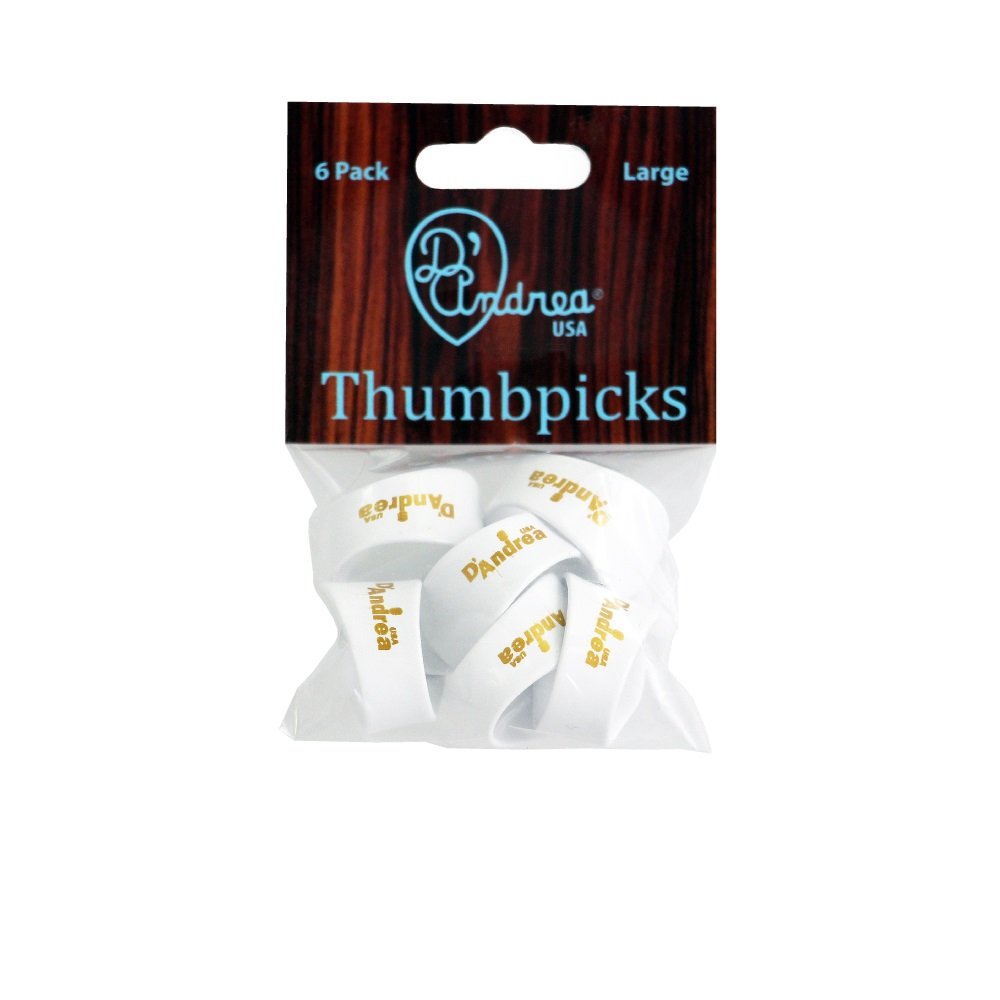 Thumb Picks (R6373 LG WHT), 6 pcs Pick Pack, Large, Shell