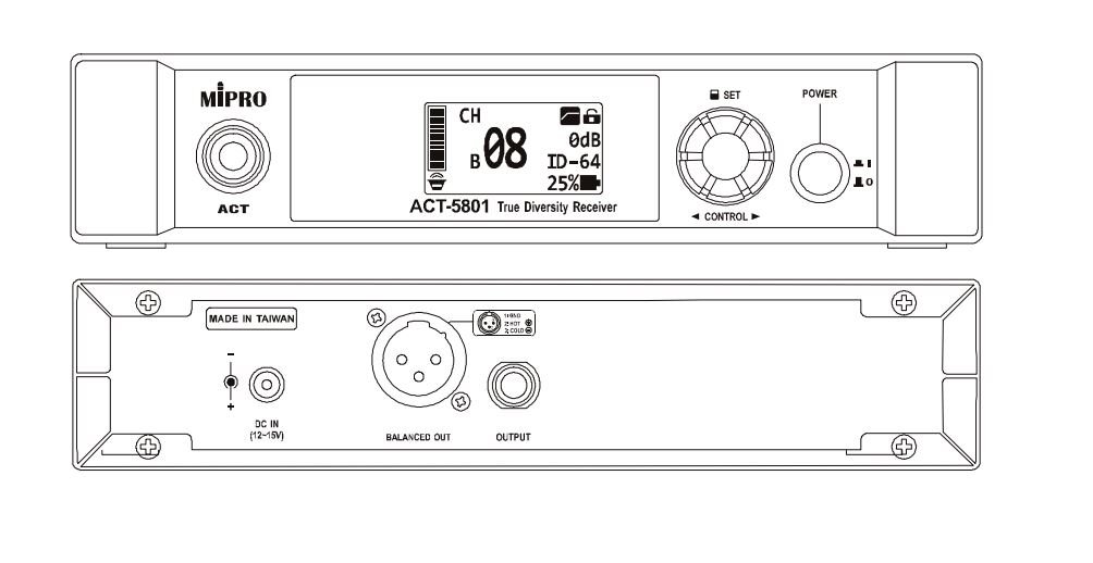 ACT-5801 Digitaler 1-Kanalempfänger mit integriergten Antennen 5,8GHz