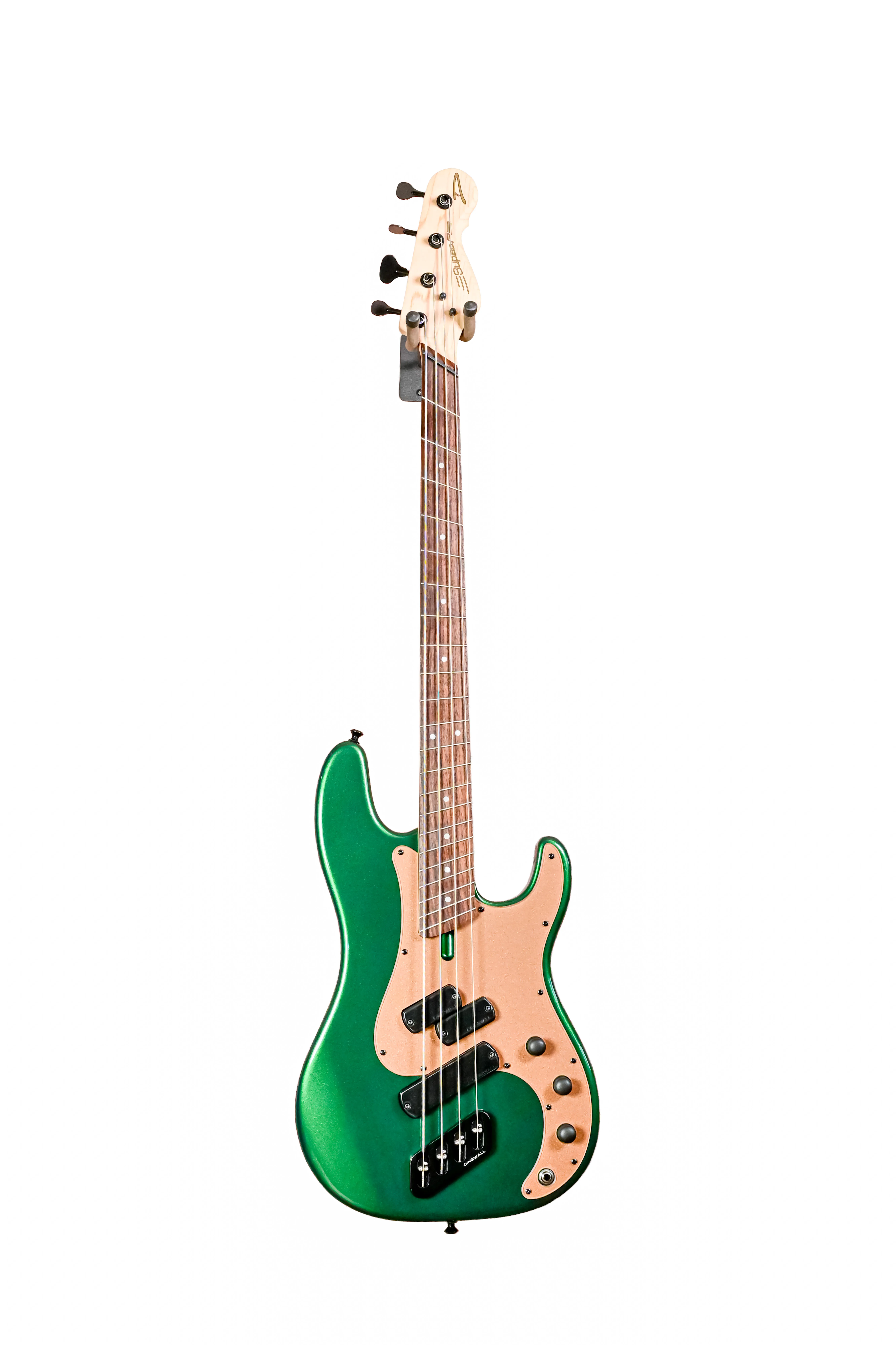 E-Bass, Grüner Korpus, Ahornhals, Palisandergriffbrett, Viersaitig