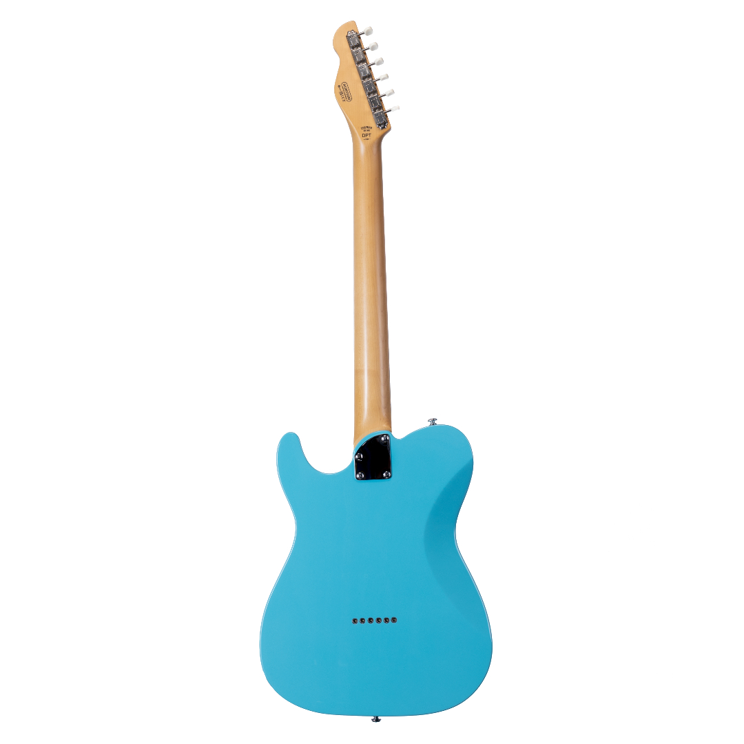 E-Gitarre, türkiser Korpus, Ahornhals, Solidbody, sechsaitig