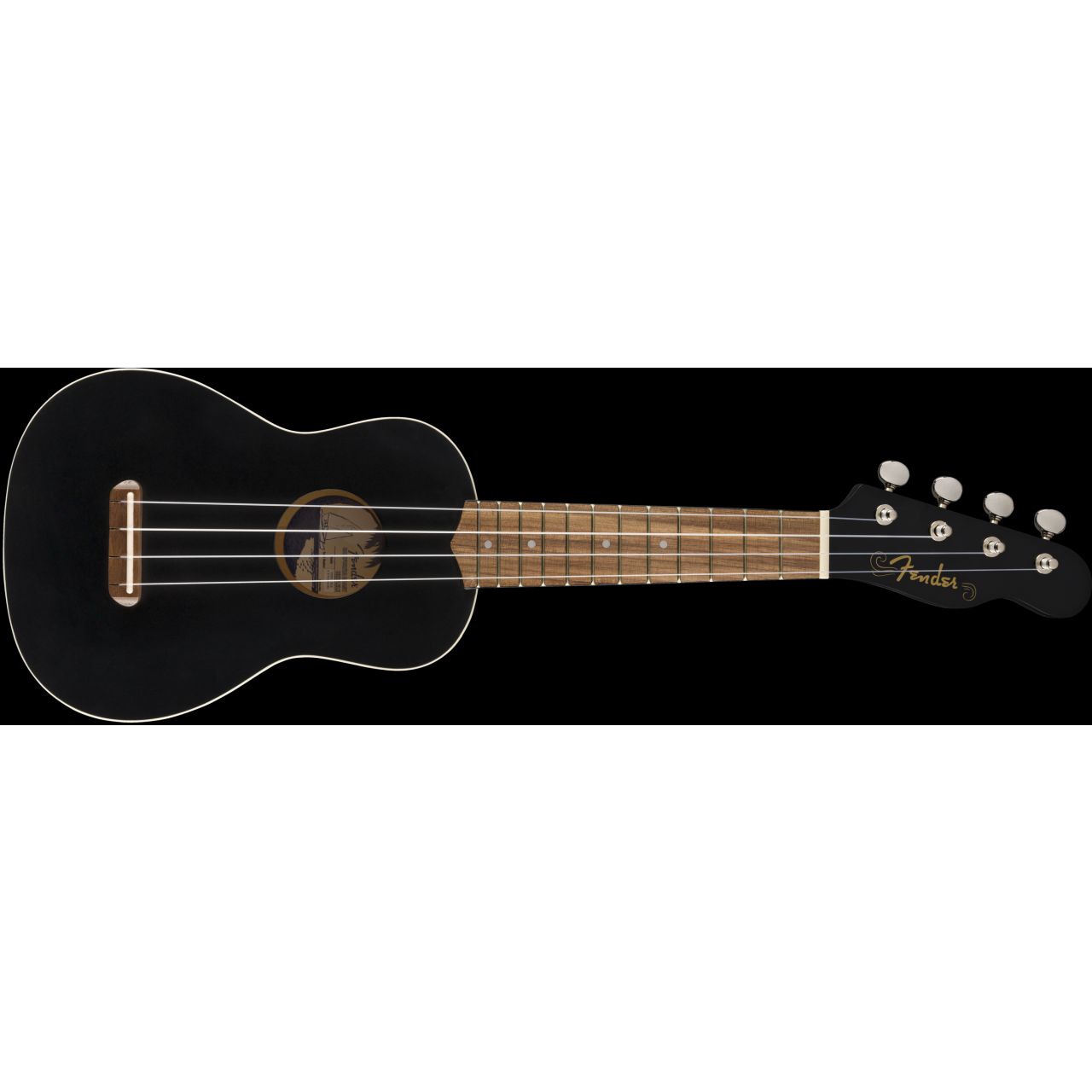 Venice Soprano Uke, Walnut Fingerboard, Black