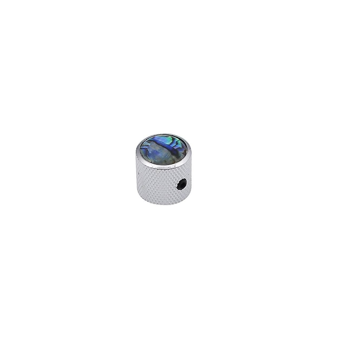 Potiknopf, Dome Knob, mit Abalone-Einlage, 18x18mm, mit Schraube, chrom