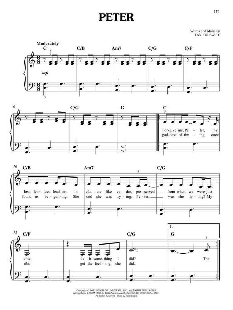 Taylor Swift - The Tortured Poets Department - Easy Piano