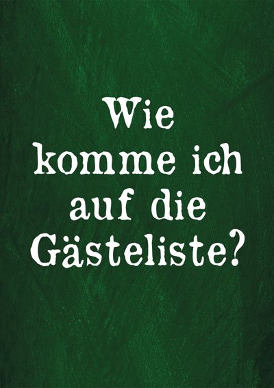 Auf die Gästeliste  Postkarte