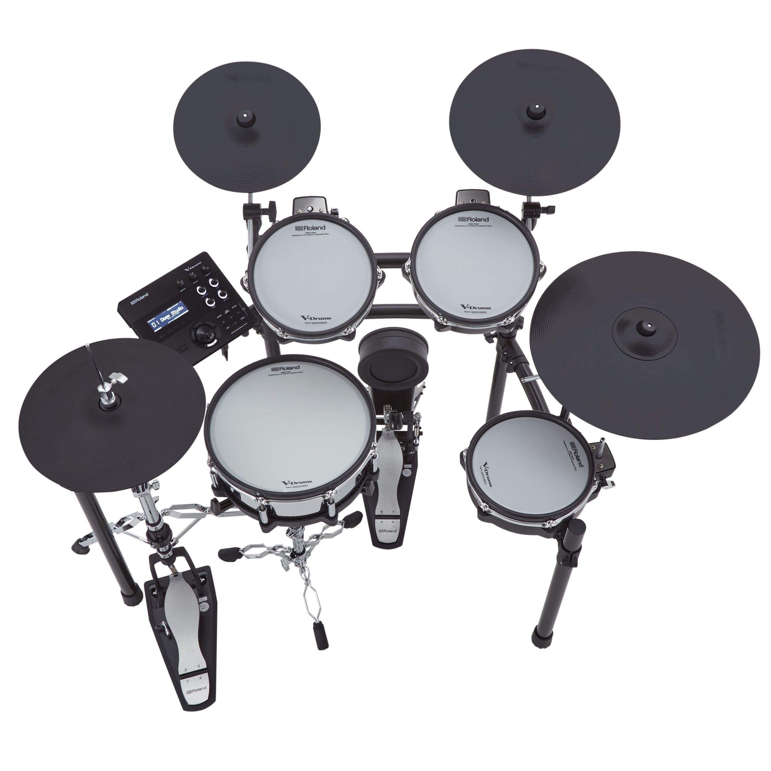 Nahaufnahme des TD-27 Soundmoduls mit Farbdisplay und Bedienelementen