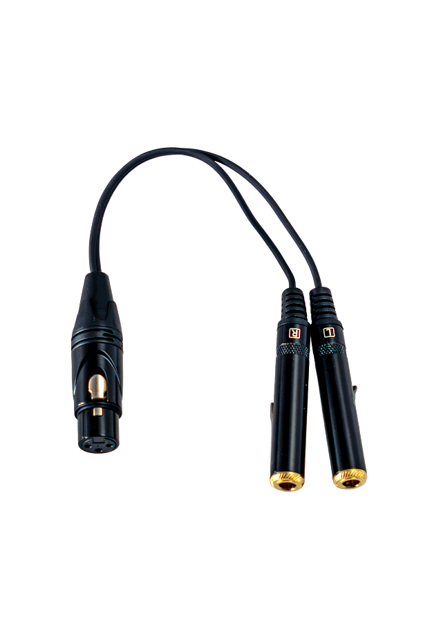 Audio-Y-Kabel, XLR-Stecker, Cinch-Buchsen, schwarz, vergoldete Kontakte