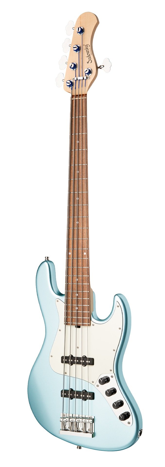 MetroLine 21-Fret Vintage J/J Bass, Red Alder Body, 5-String - Solid Ice Blue Metallic Satin