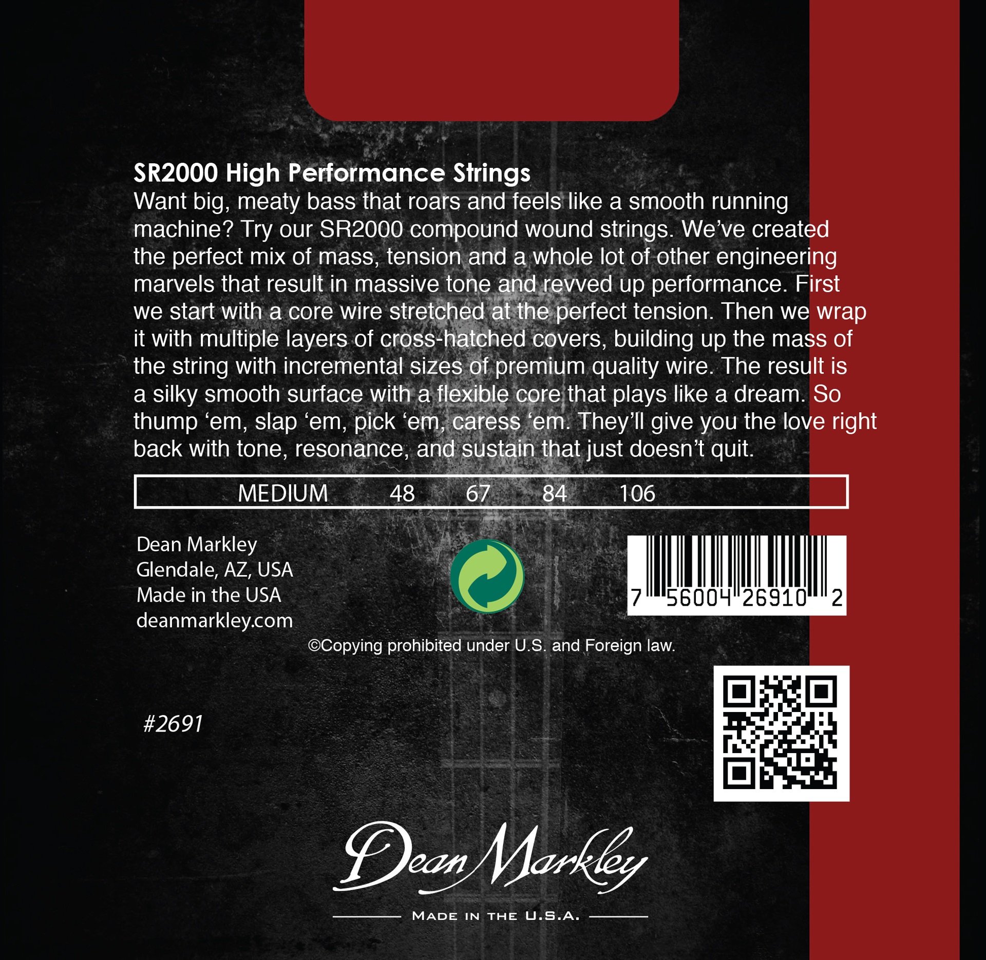 SR 2000 - 2691 - Electric Bass String Set, 4-String, Medium, .048-.106