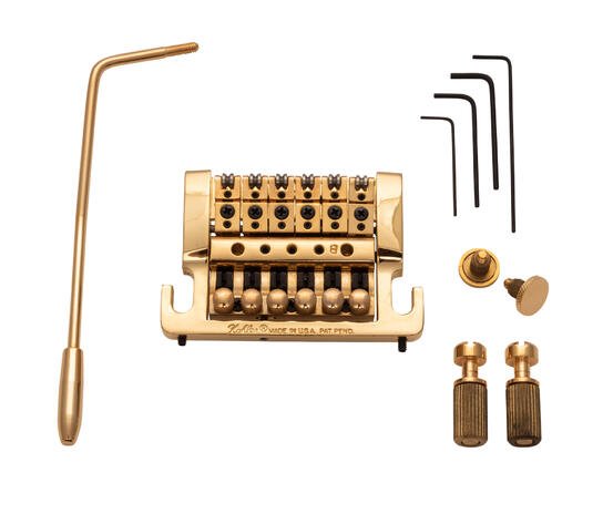 2215 - Stud Mount Guitar Tremolo (Brass Cam / Steel Saddles) - Gold