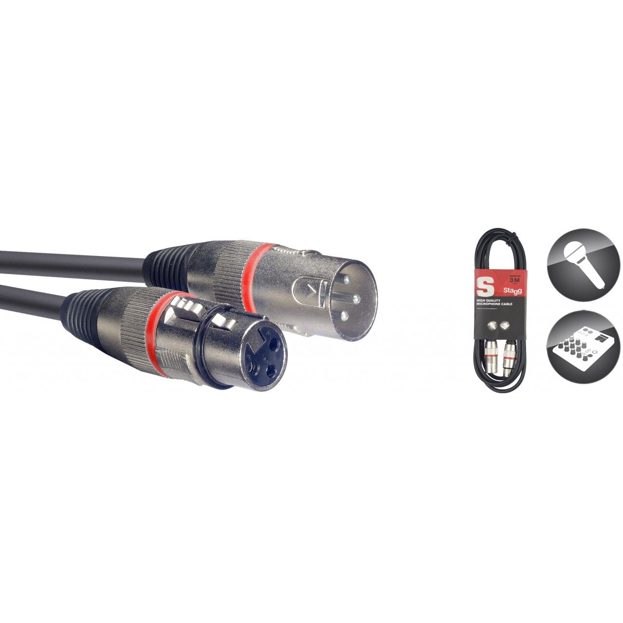 Mikrofonkabel - XLR - 3m - Rot