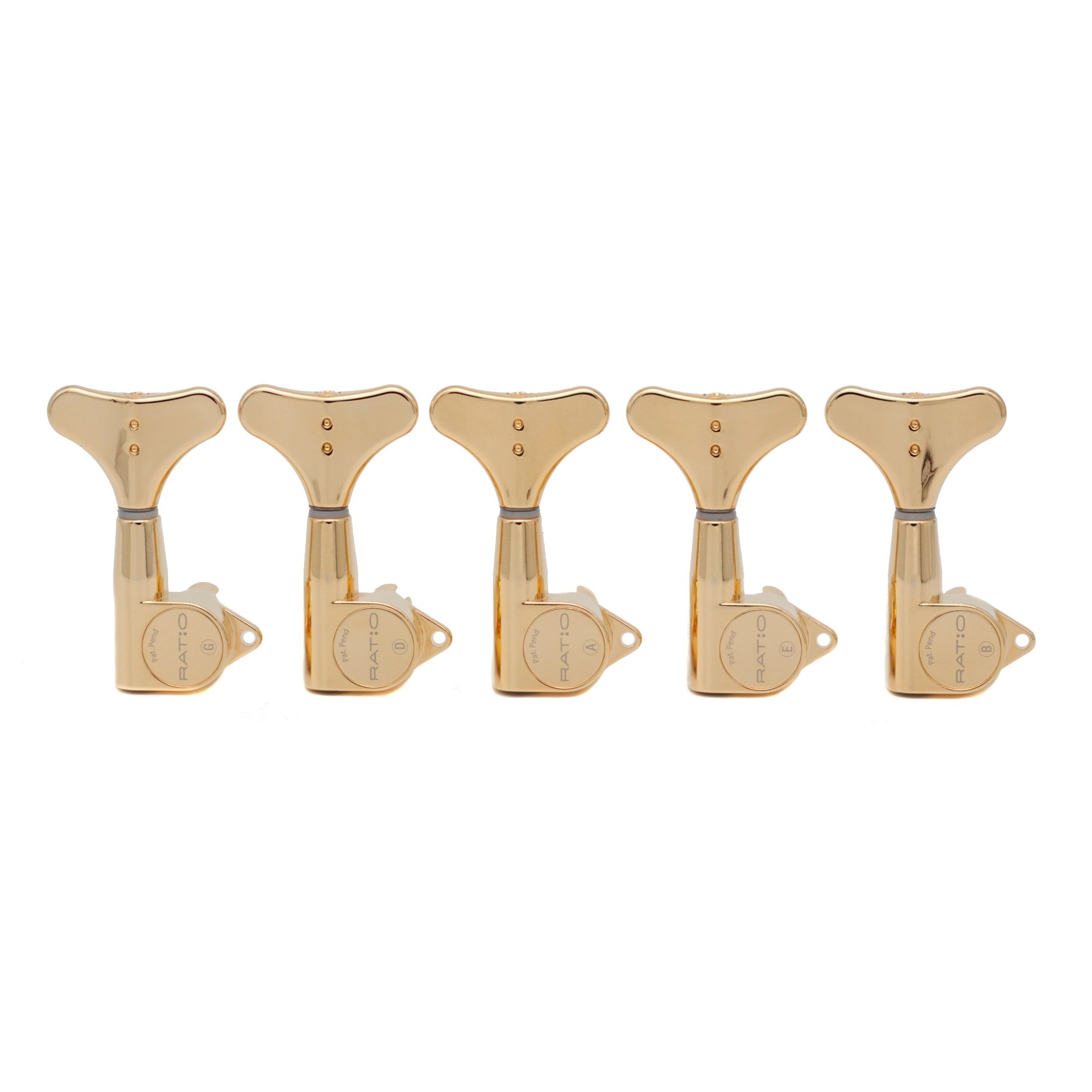 PRB-5500-G0 Ratio Bass Machine Heads with Y-Style Button - 5-String, 5-in-Line, Bass Side (Left) - G