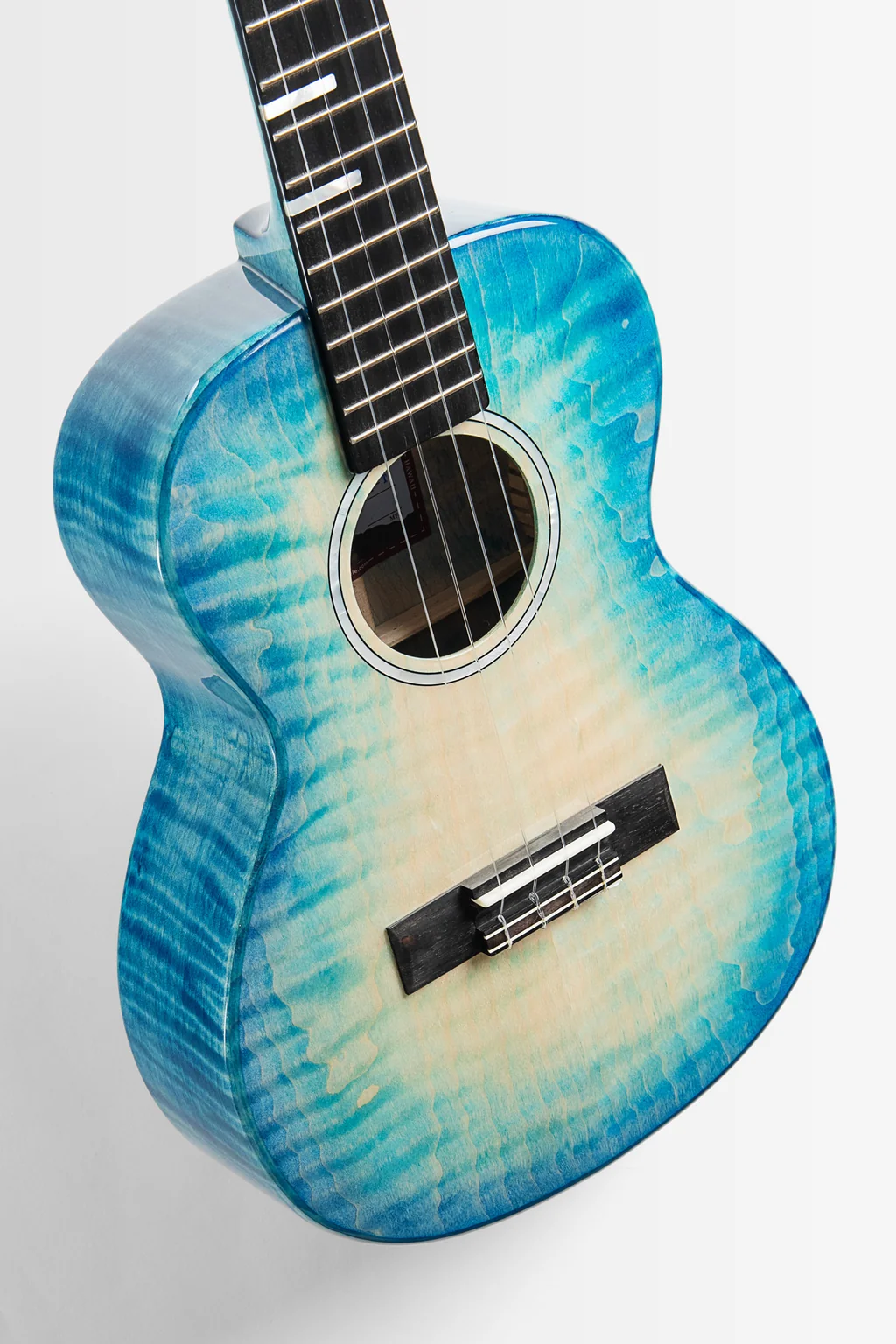 All Solid Blue Flame Maple Waterfall Tenor Ukulele