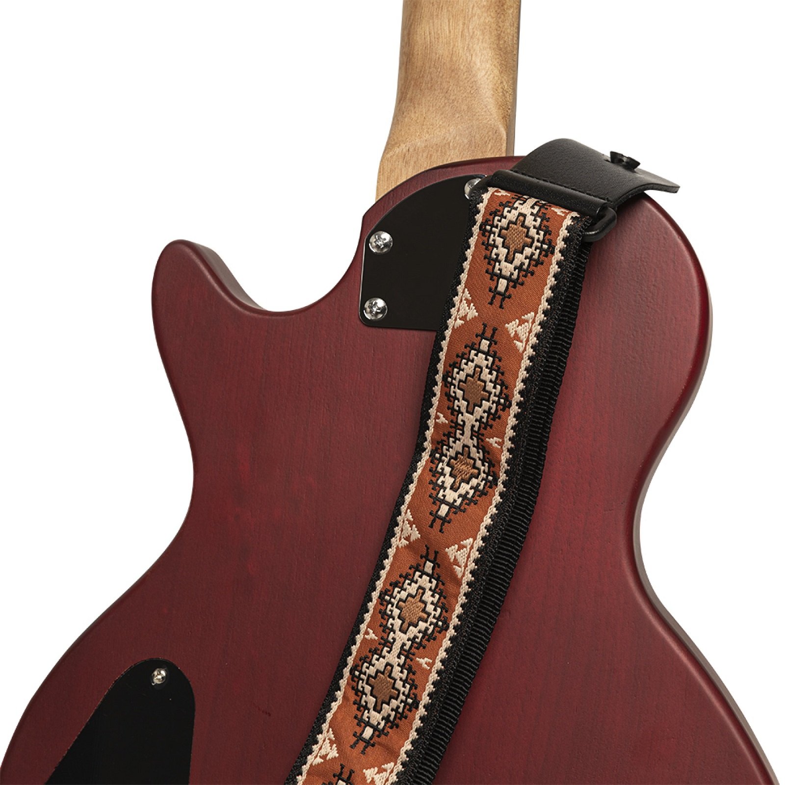 Gitarrengurt aus gewebtem Nylon, Rautenmuster, orange