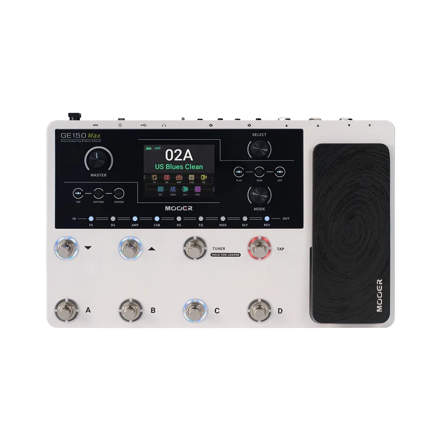 Gitarren-Multieffektgerät, Effektpedal, Expressionpedal, LCD-Display, Silber-Schwarz