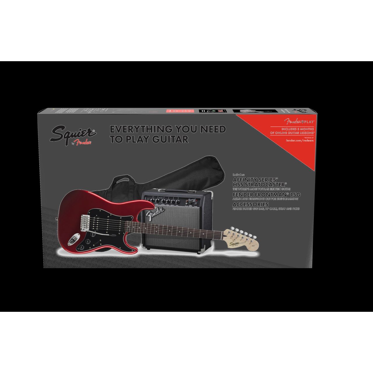 Affinity Series Stratocaster HSS Pack, Laurel Fingerboard, Candy Apple Red, Gig Bag, Frontman 15G