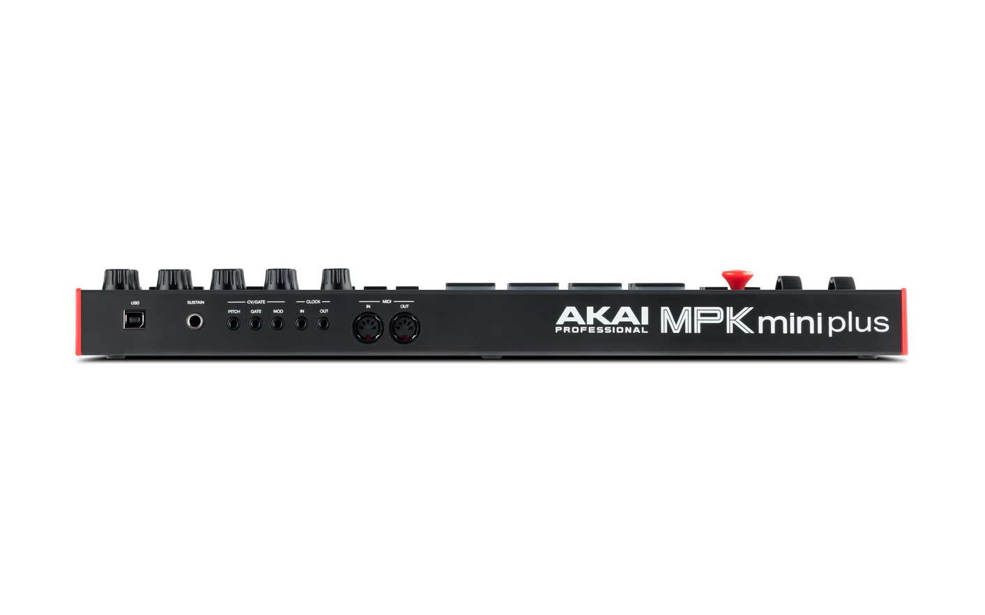 Akai MPK Mini Plus Rückansicht mit MIDI-Anschlüssen