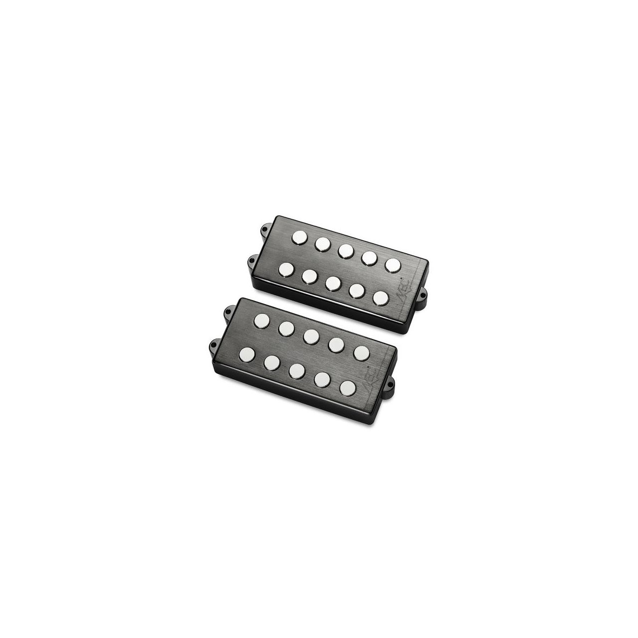 MM-Style Bass Pickup Set, Metal Cover, 5-String - Brushed Black Chrome 	