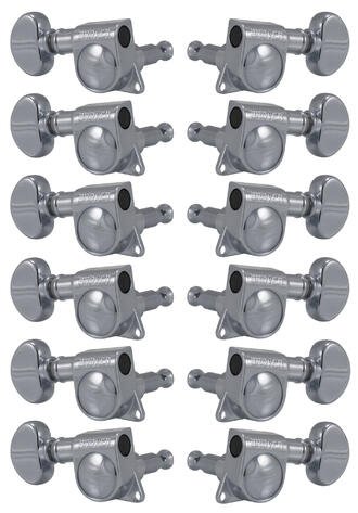 305C12 Mid-Size Rotomatics with Round Button - 12-String Guitar Machine Heads, 6 + 6 - Chrome