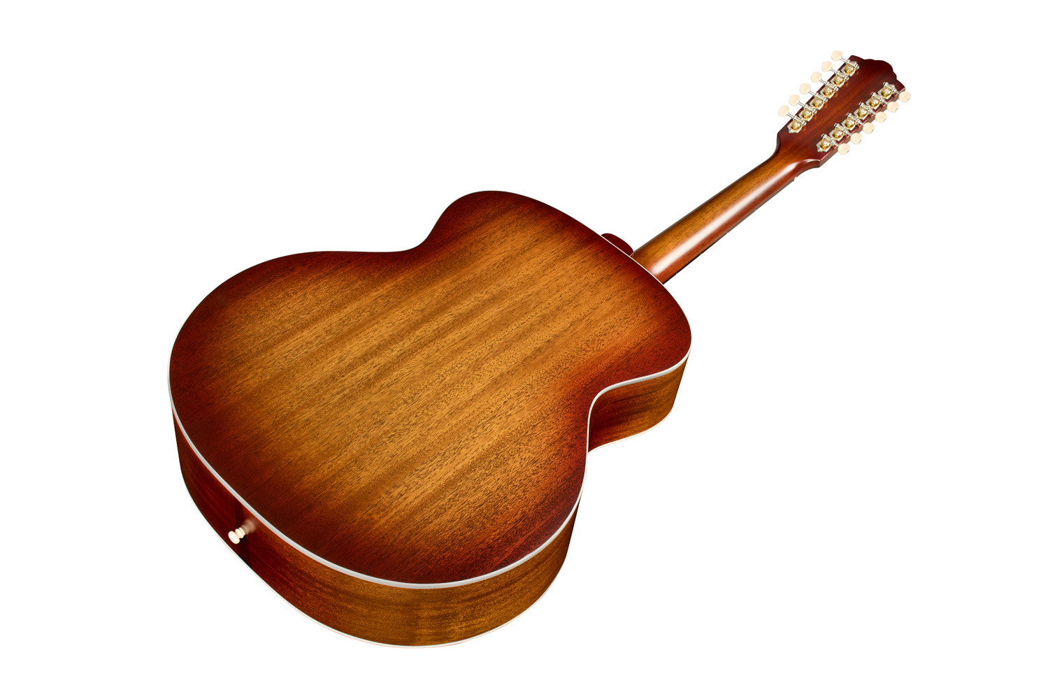 Akustikgitarre, Holzkorpus, Mahagonifarben, 12-saitig, Perlmuttbinding