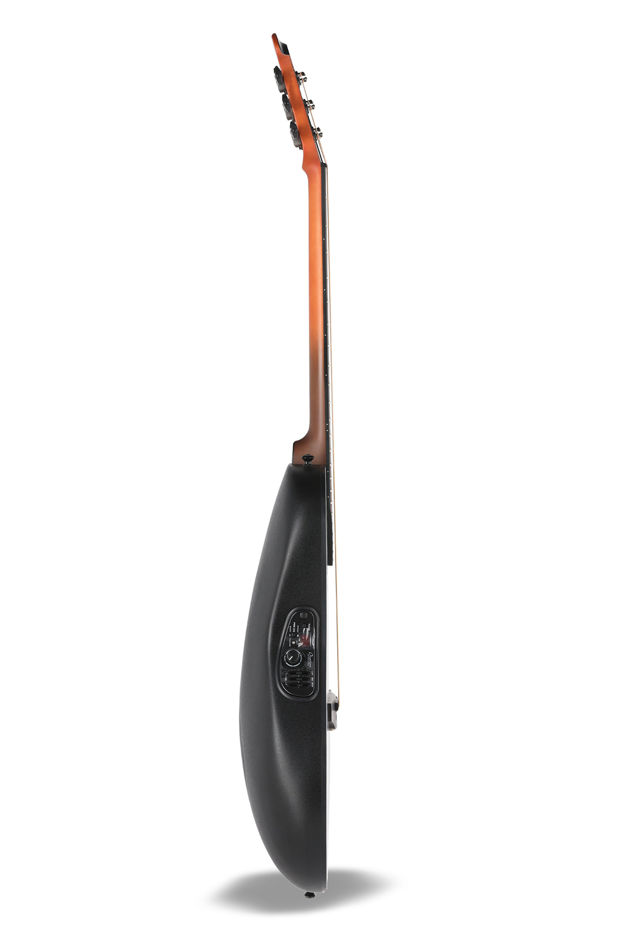Elektrisches Cello, Schwarzer Korpus, Brauner Hals, Bedienelemente, Saiteninstrument
