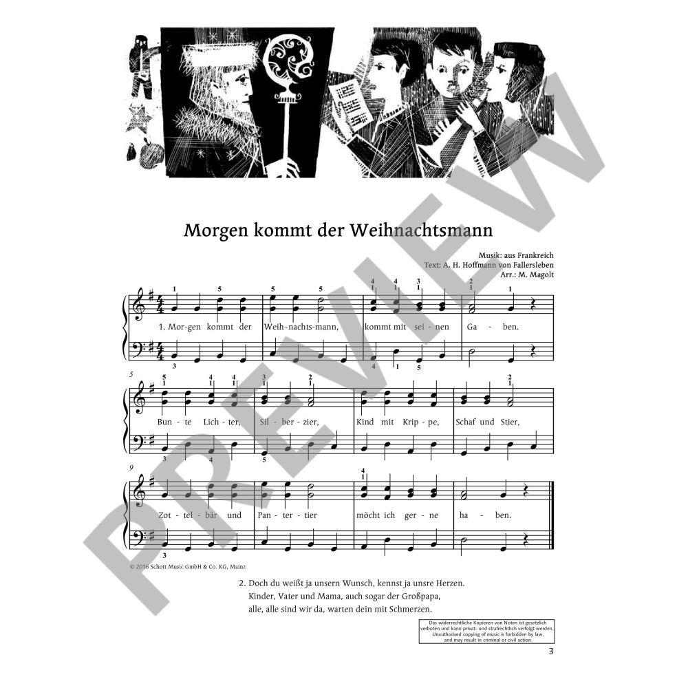 Morgen kommt der Weihnachtsmann- Weihnachtslieder für Klavier