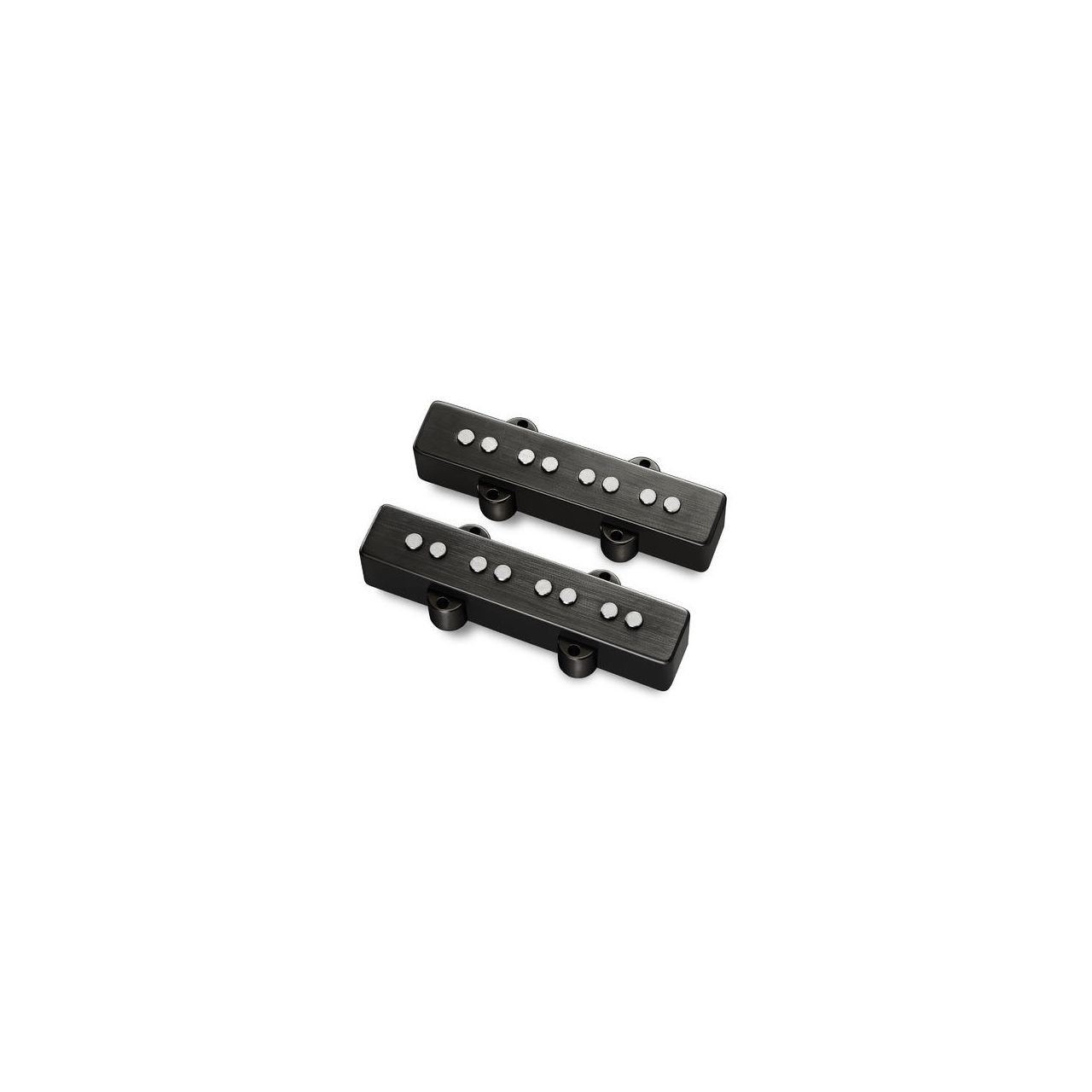 Passive J/J-Style Bass Pickup Set, Metal Cover, Open Pole Pieces, 4-String - Brushed Black Chrome 