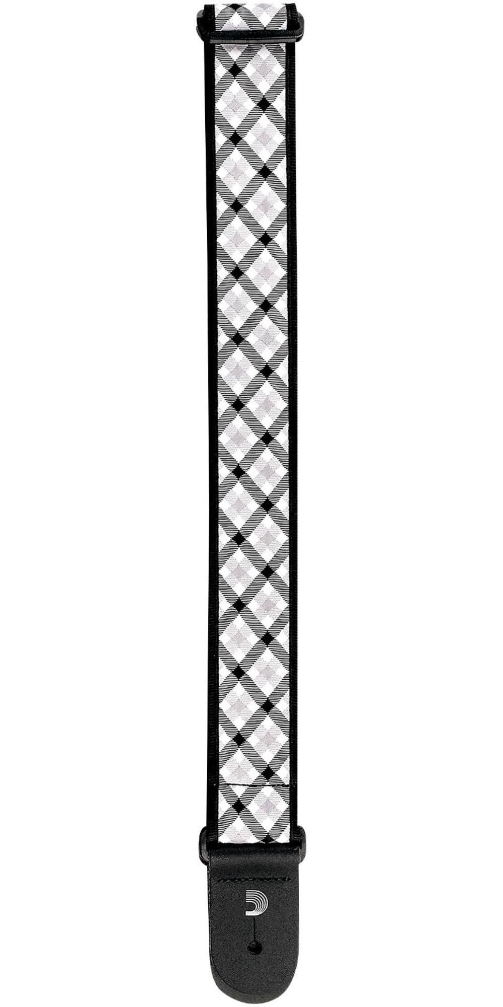 Guitarstrap Woven Gingham Black White