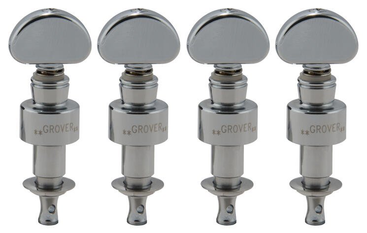 119C Geared Banjo Pegs with Metal Button - 4 pcs. - Chrome