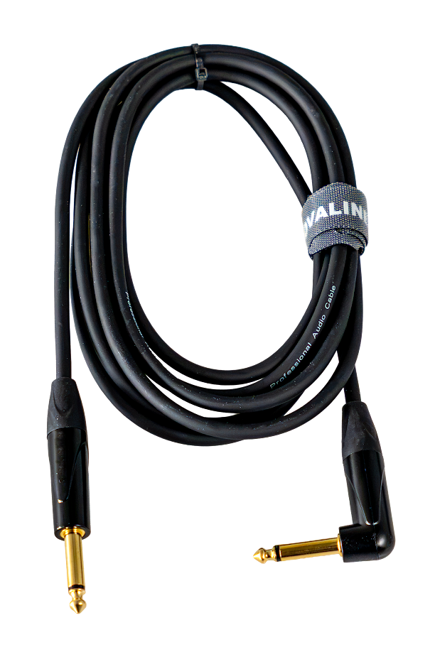 Audiokabel, Instrumentenkabel, schwarz, Klinkenstecker, Winkelstecker