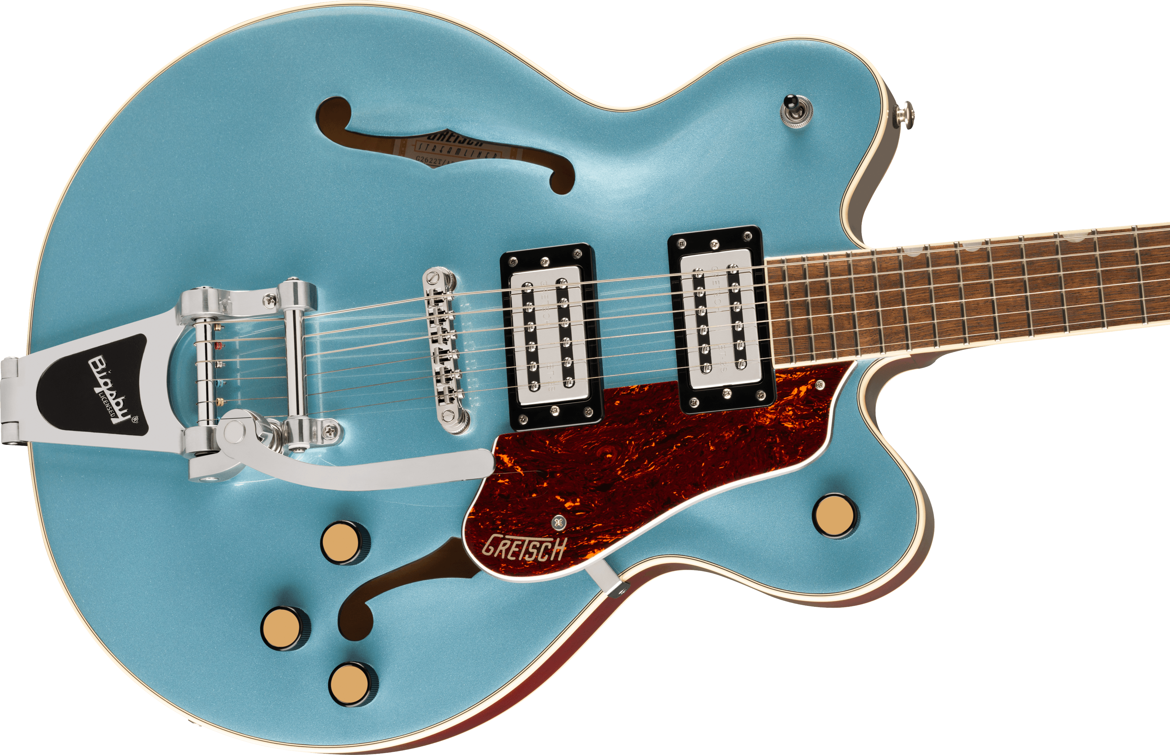 Elektrische Gitarre, Semiakustik, Blau, Doppel-Humbucker, Bigsby-Tremolo