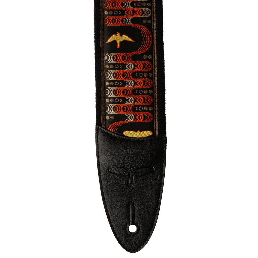 2.4" Padded Guitar Strap w/FLASH, Custom Jacquard Birds Wavelength, Blue