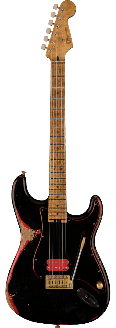 Custom Shop Nirtro Relic Hot Rod Super Stratocaster, Black over Fiesta Red