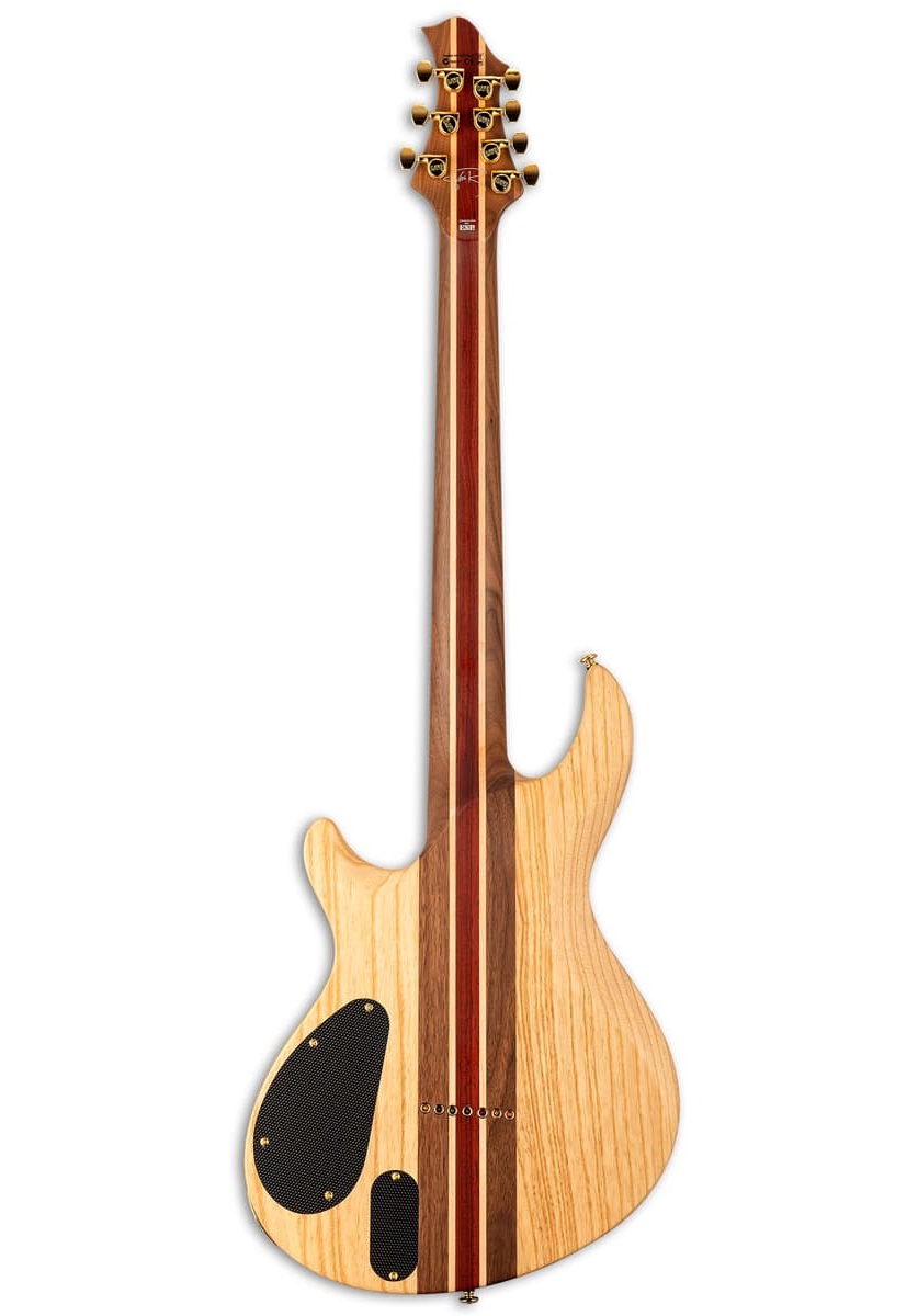 E-Bass, Holzkorpus, Naturholz, Streifenmuster, Sechs Saiten