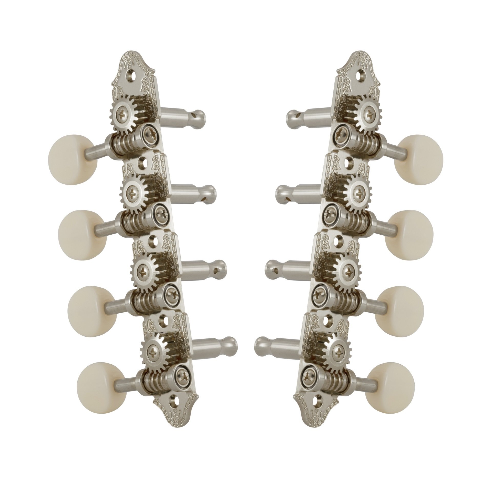 409VNW Professional Mandolin Machines with White Button - Mandolin Machine Heads, Standard 4 + 4, fo